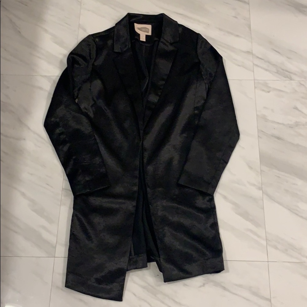 Faux Silk Longline Coat